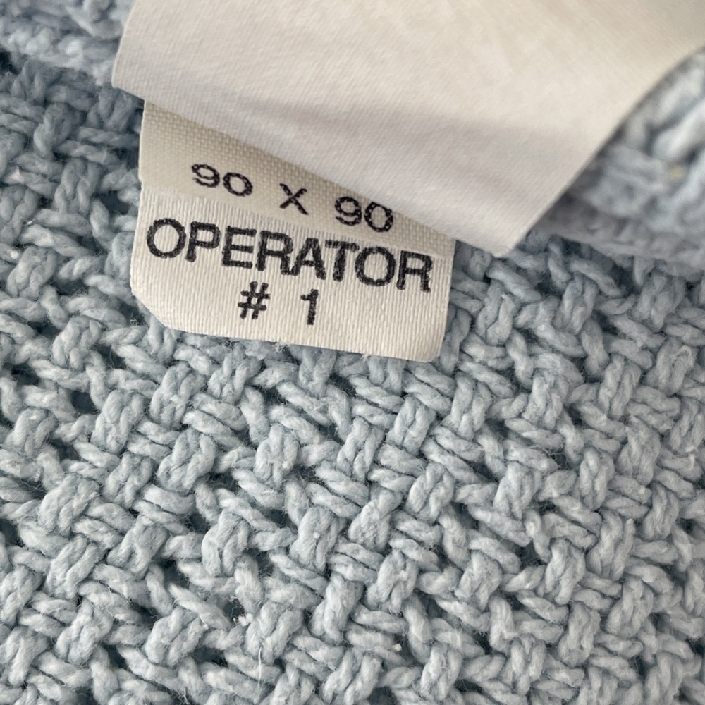 VTG Tennessee Woolen Mills 100% Cotton Blue Blanket 90x90" USA Waffle Weave - Picture 3 of 8